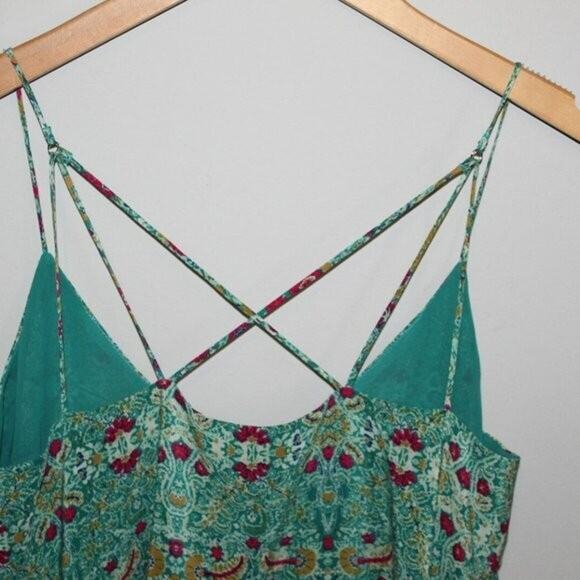 NWT Maeve Anthropologie Meret Silk Tunic Top Green Paisley Floral Anthro Size 4 - Picture 6 of 10